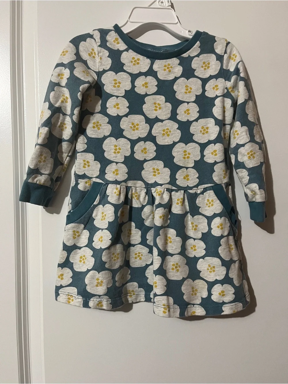 Carter's Teal Floral Pocket Long-Sleeve Dress